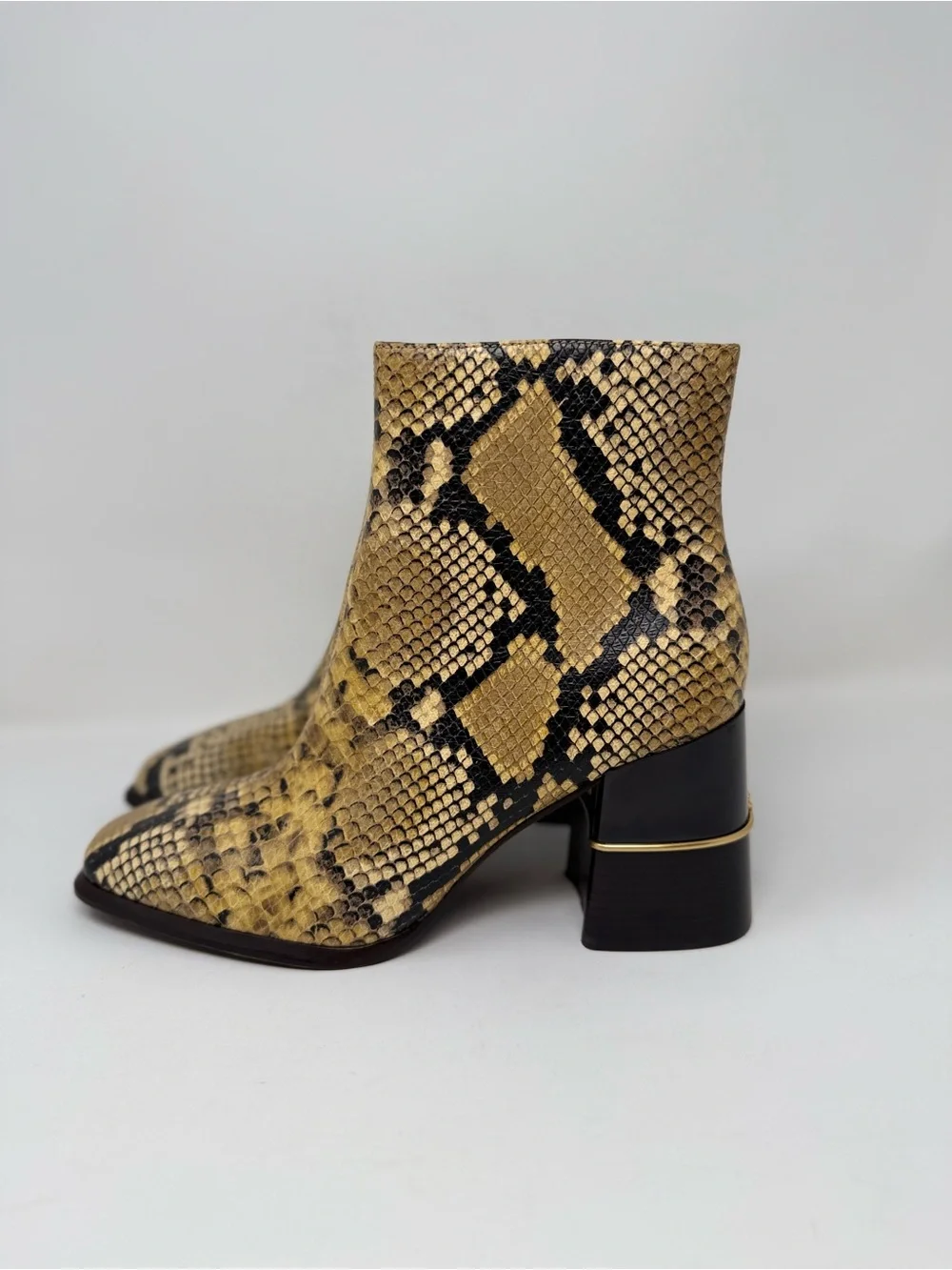 New Tory Burch Leather Ankle Boot Snake Embossed Sz 9.5